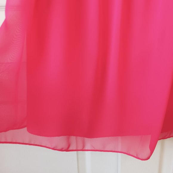 David's Bridal Women's Plus Punch Sheer Chiffon Tank With Rouching Dress Size 16 - Picture 5 of 16